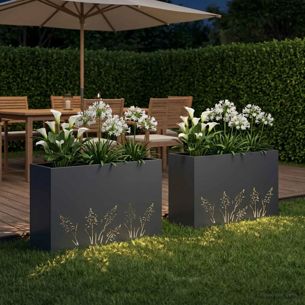 Vaso da giardino 2 pz Antracite 80 x 30 x 49 cm 8005839