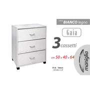 Cassettiera da camera tre cassetti cm 50 x 40 x 64 h