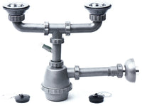 SIFONE IN PLASTICA A 2 VIE CON PILETTE E ATTACCO LAVATRICE  mis. 1.1/4