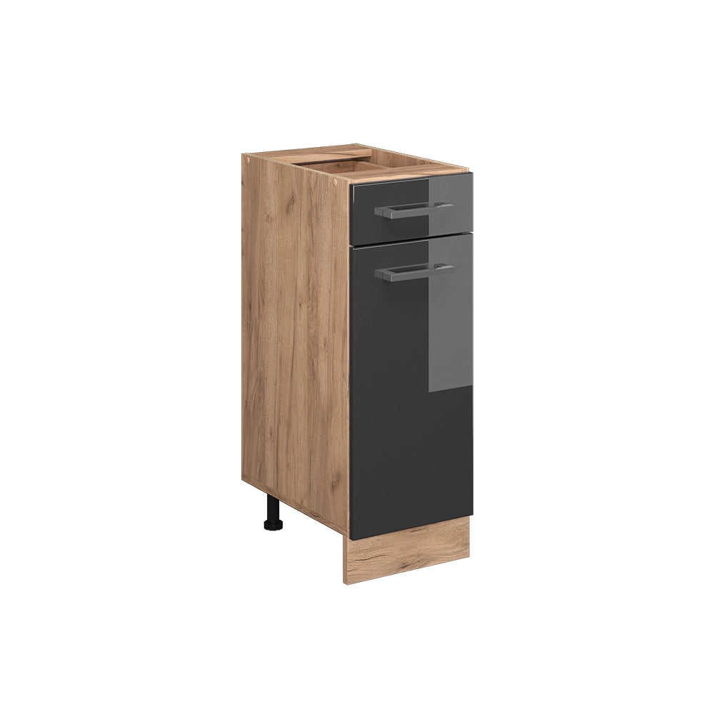 Mobiletto base per cucina R-Line Antracite lucido/Rovere dorato 30 cm senza piano di lavoro Vicco