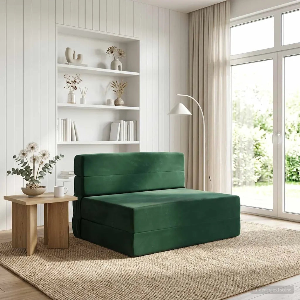 Divano Letto Pieghevole Verde Scuro 70 x 72 x 60 cm Tessuto 900077