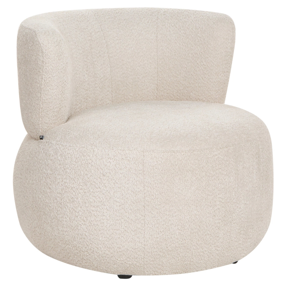 Poltrona Accogliente in Poliestere Chenille Beige Chiaro Design Moderno Seduta Confortevole Senza Braccioli Schienale Curvo Stile Scandinavo