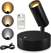 Spot LED a LED perimetrale con funzione di regolazione della luminosità tramite telecomando, inclinabile, ricaricabile, adatto per opere d'arte, dipinti, piante, foto, ecc. - Nero