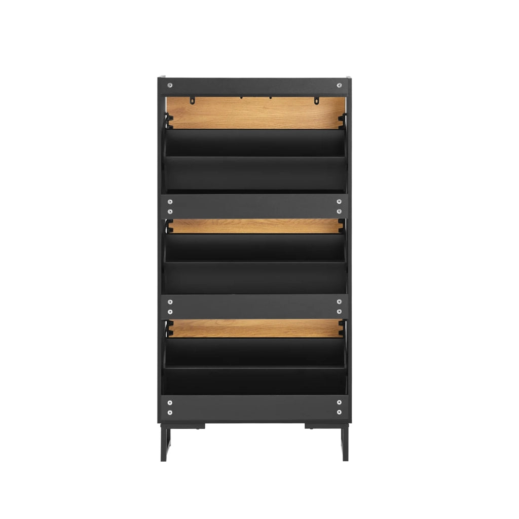 Scarpiera con 3 ribalte Scarpiera con 6 ripiani Portascarpe salvaspazio Nero 62x24x125cm FSR164-SCH