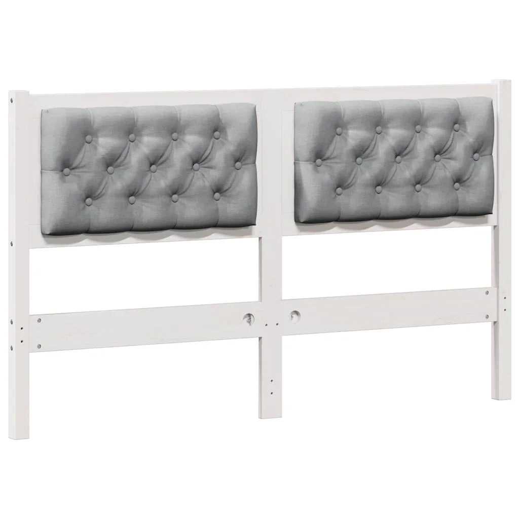 Testiera-Testiera con Cuscini Bianco e grigio chiaro 150 cm Legno di pino massello