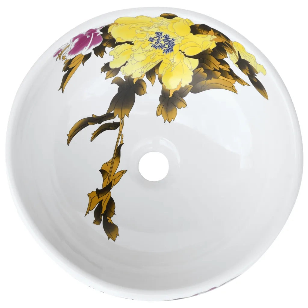 Lavabo da Appoggio Multicolore Rotondo Φ41x14 cm Ceramica 155054