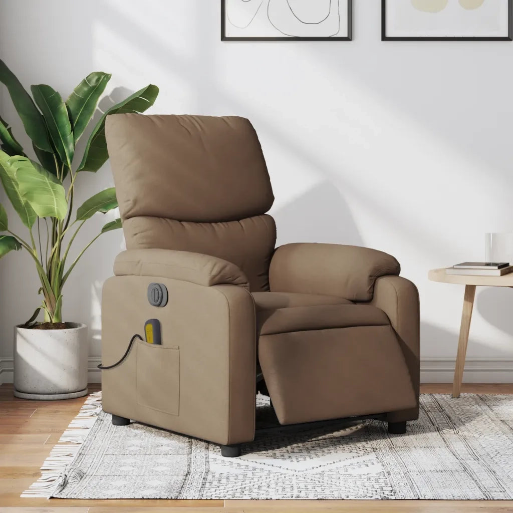 Poltrona Massaggiante | Sedia Relax Reclinabile Elettrica Marrone in Tessuto