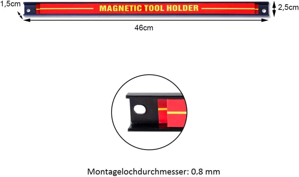 Portautensili Magnetico Composto da 3/6 Pezzi per Chiave Coltelli Cacciaviti,Capacità Carico10 kg (6)
