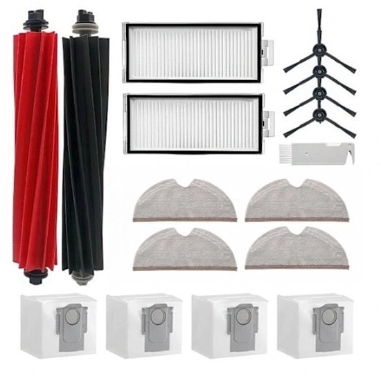 filtro, set di setole laterali e setole di capo, 17 pezzi, compatibile con Roborock Q5Pro/Q5 PRO+/Q8 Max /Q8 Max +