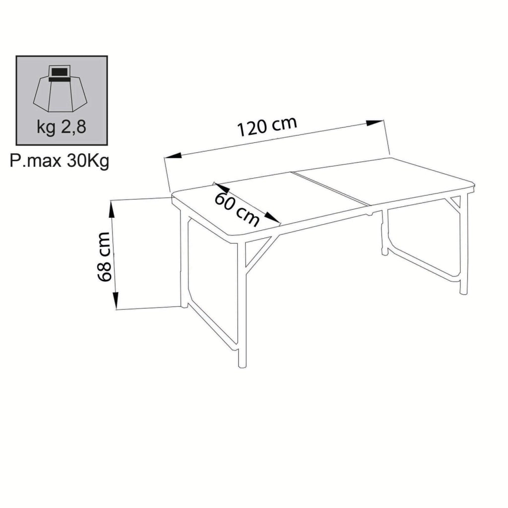 Tavolino da campeggio Pieghevole Salvaspazio 120x60 - ZARA