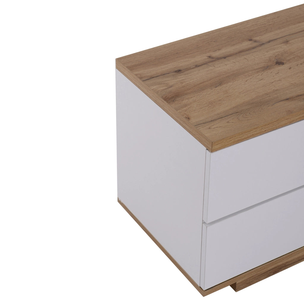 Mobile TV moderno 180 cm in MDF bianco e colore legno; con ante a griglia