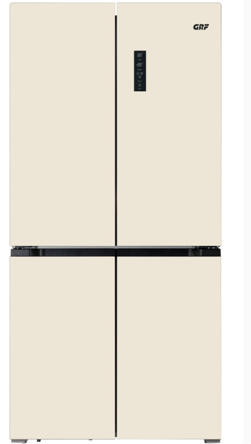 Grf fc8383m frigorifero frigo 4 porte cross door, motore inverter, total no frost, classe energetica e,  colore beige marmorizzato, capacità 436lt