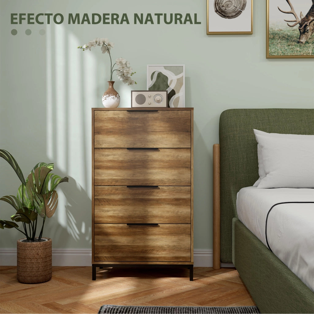 Cassettiera Comodino ¨C Zephmum ¨C 62x35x105 cm Legno Naturale