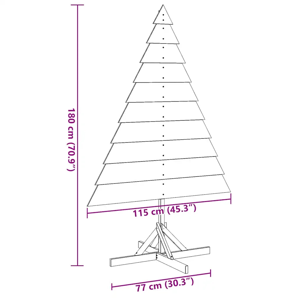 Albero di Natale Decorativo in Legno 180 cm in Legno Massello 4019702