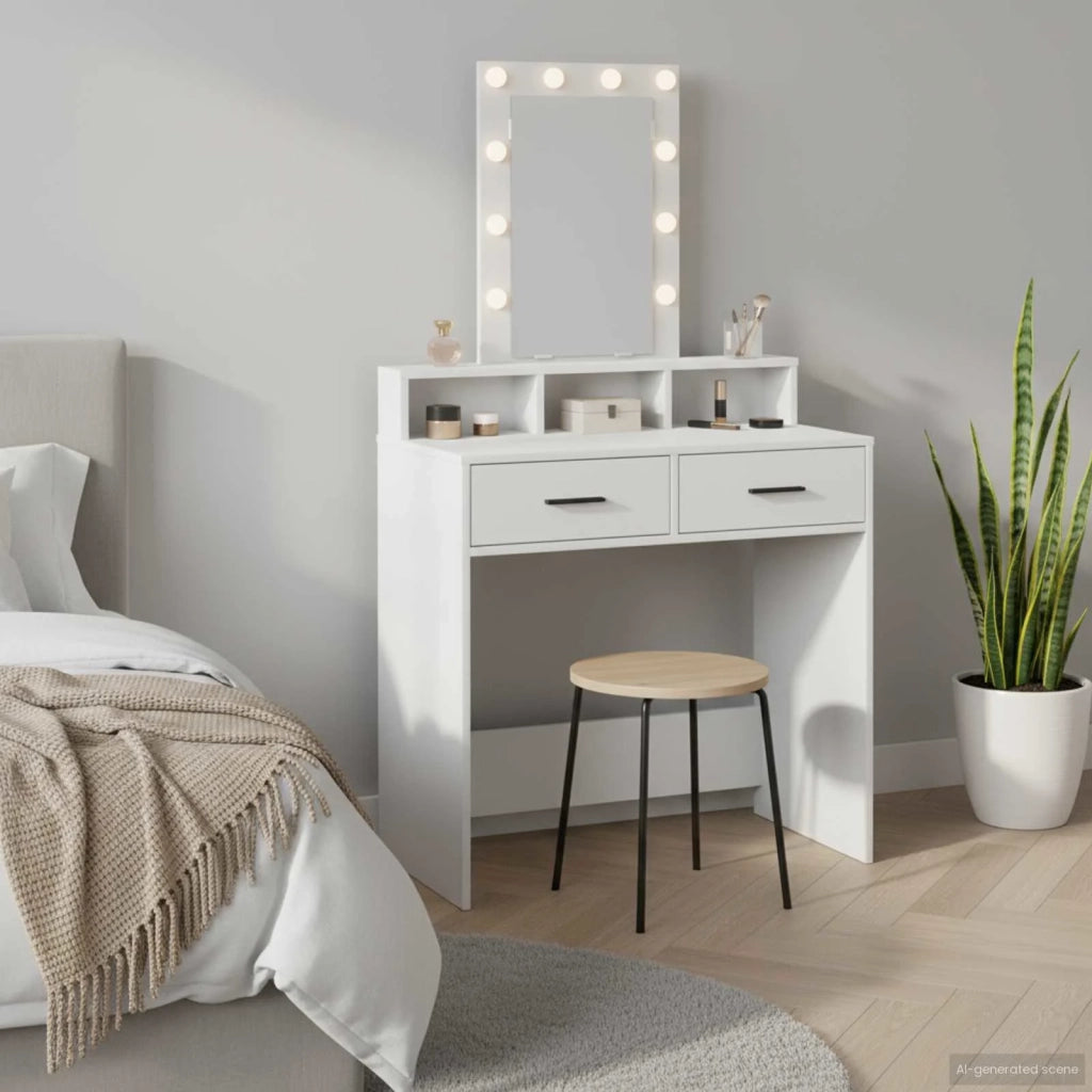 Tavolo da Trucco Bianco 79 x 41 x 140 cm Legno ingegnerizzato 865163