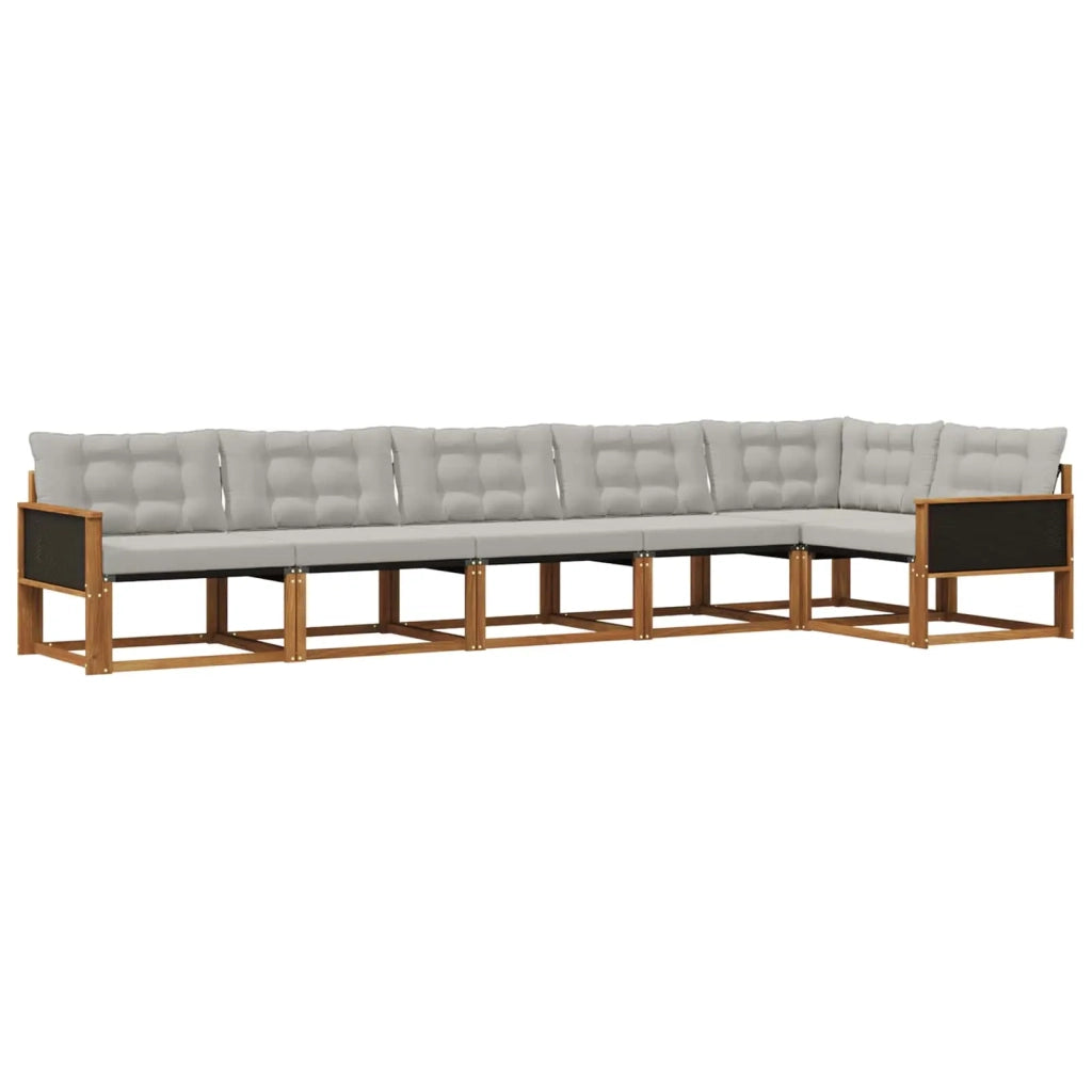 Set di divani da esterno 6 pz Naturale e Grigio Chiaro 3381447