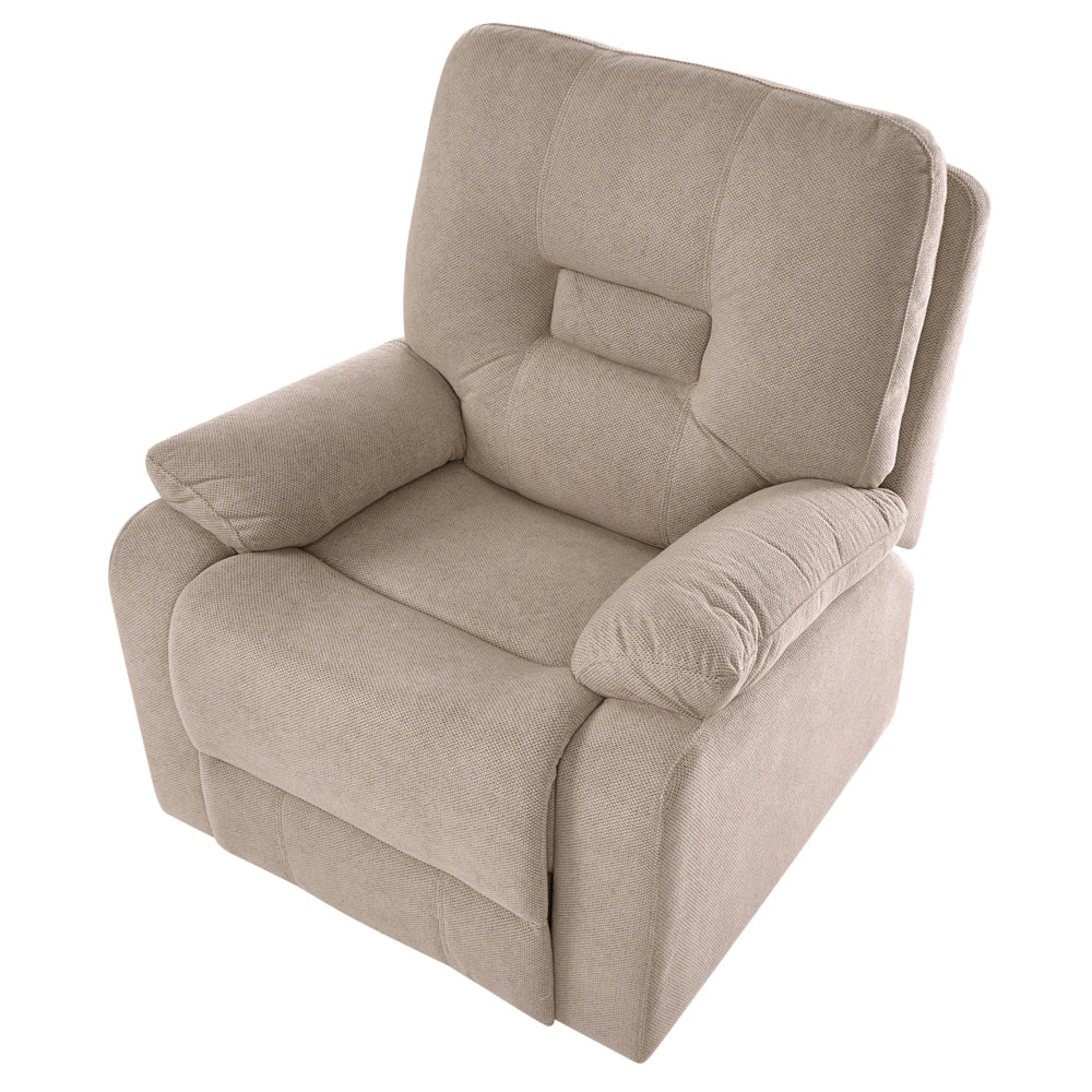 Poltrona Reclinabile Tortora Beige Schienale Poggiapiedi Regolabili Manualmente