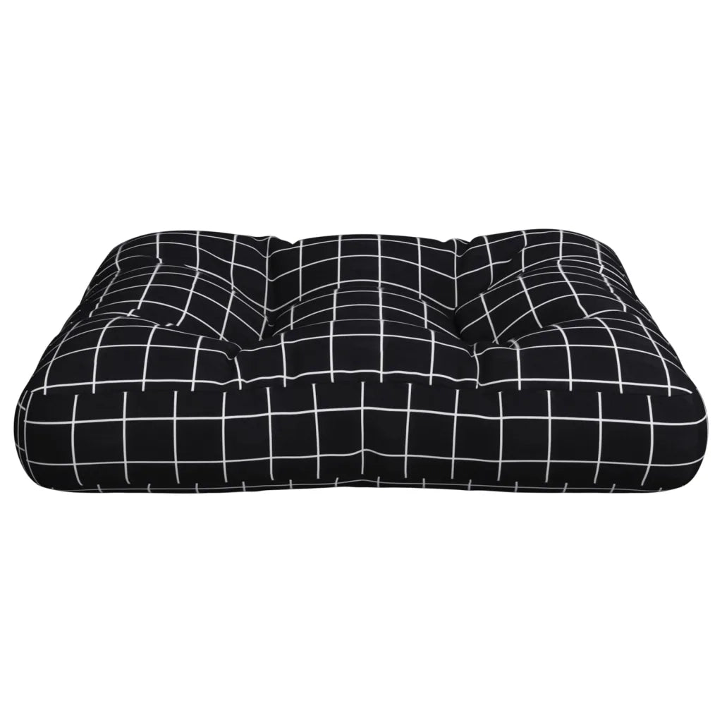 Cuscino Pallet Motivo a Quadri Nero 58x58x10 cm Tessuto Oxford 360916
