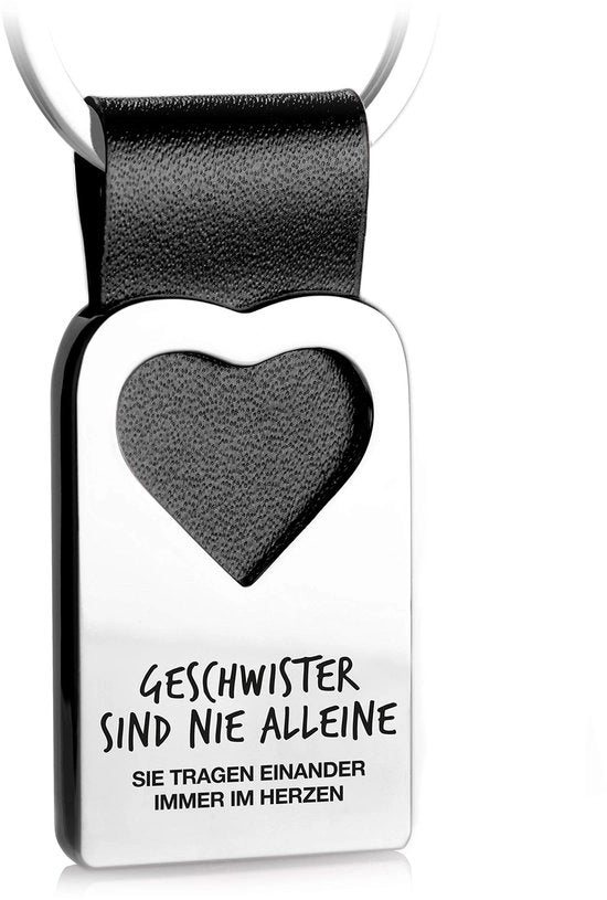 Sleutelhanger con incisione di pelle - porta chiavi per fratello e sorella - regalo per sorella e fratello per compleanno - fratelli e sorelle non sono mai soli