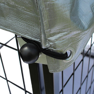 Recinto per cani in acciaio di 121x121x137cm con copertura per riparare dal sole e dalla pioggia