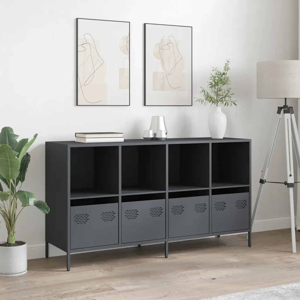 Credenza Antracite 135x39x73,5 cm in Acciaio Laminato a Freddo