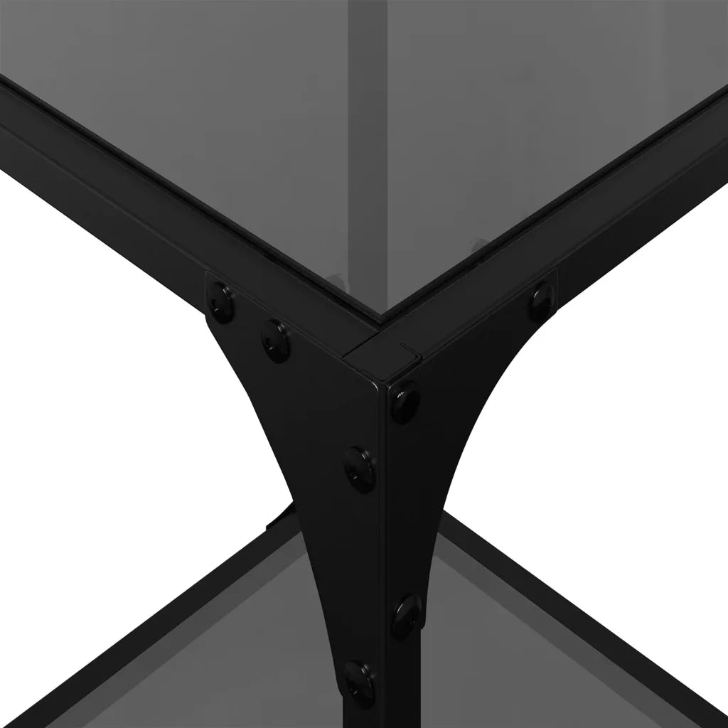 Tavolini da Salotto con Piano Vetro Nero 2pz 30x30x40cm Acciaio 845957