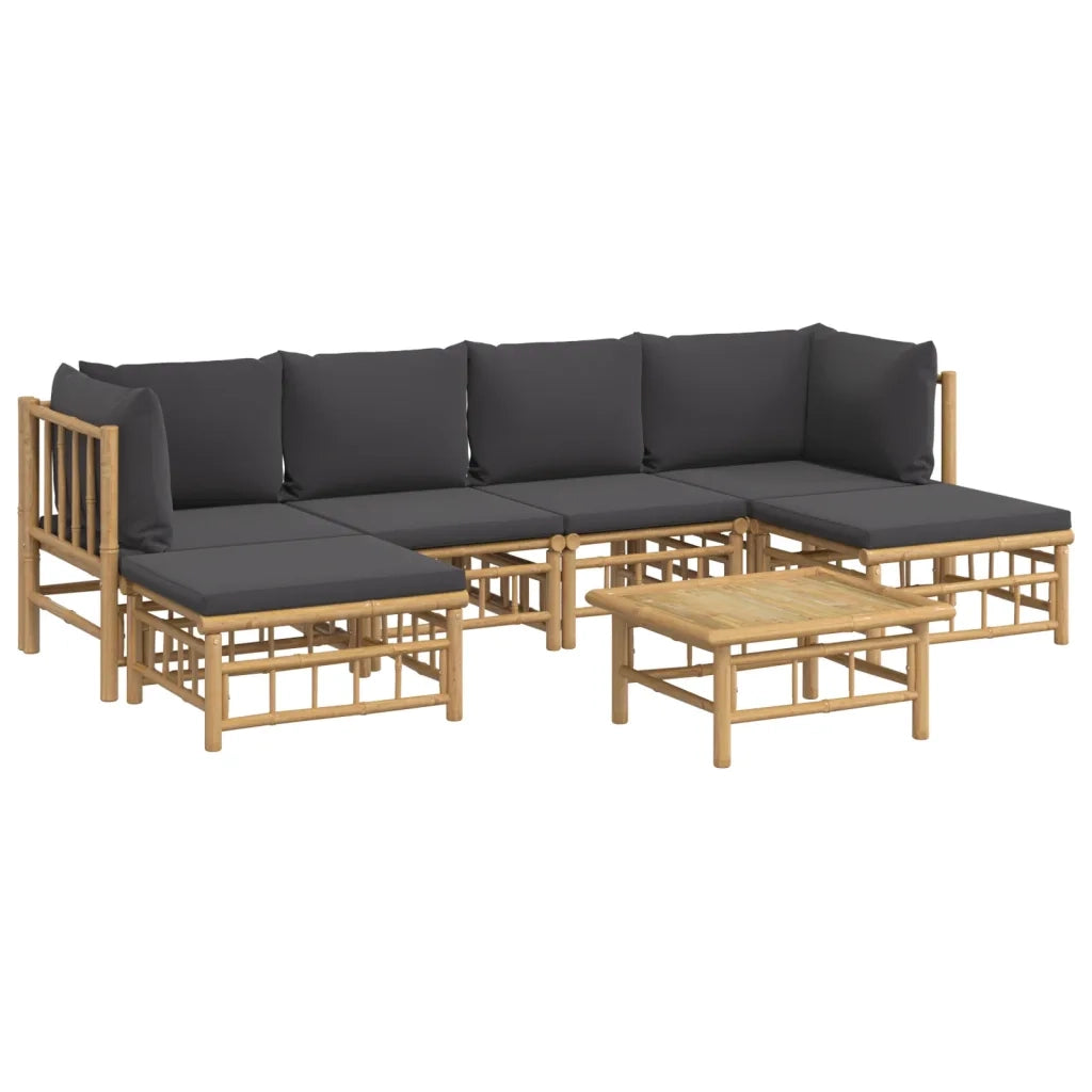 Set Salotto da Giardino 7pz con Cuscini Grigio Scuro BambÃ¹