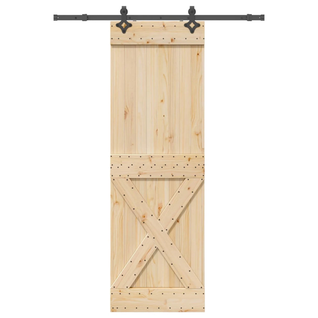 Porta scorrevole NARVIK Naturale e Nero 70 x 210 cm (152,5 cm)