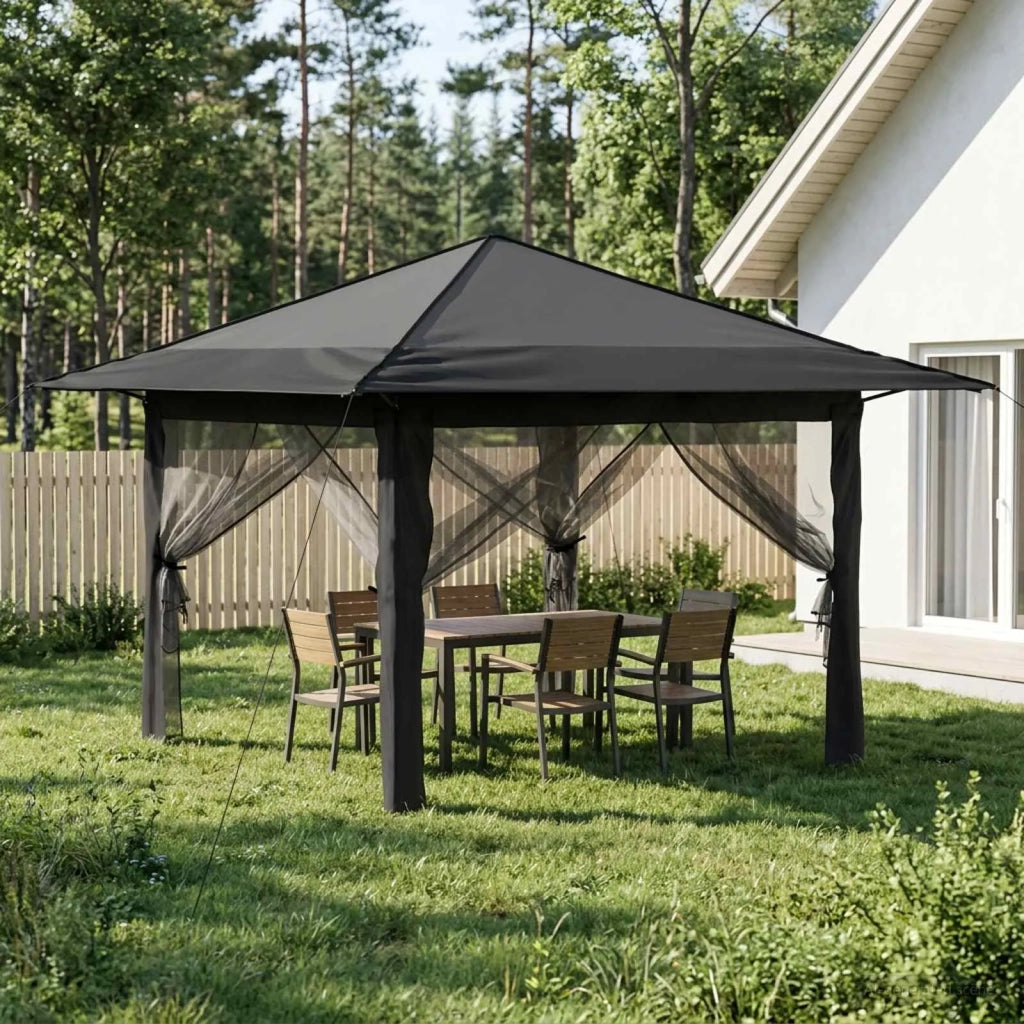 Gazebo con 4 Pareti 3,3 x 3,3 m Grigio chiaro e Antracite 42036814
