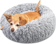 Letto Rotondo per Cani e Gatti - Cuscino in Plush Lavabile per Piccoli e Medi Animali - 50 cm di Diametro, Grigio