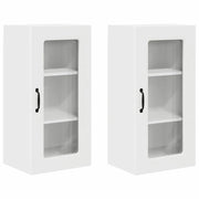 Set di 2 pensili da cucina moderni con ampio spazio contenitivo 40 x 31 x 80 cm in legno composito bianco 02_0053664