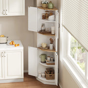 Mobile angolare salvaspazio 39,5 x 39,5 x 180 cm, bianco effetto legno, stile vintage, 5 vani contenitore