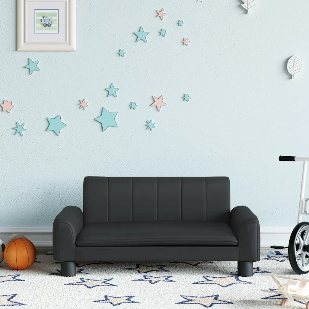 Divano per Bambini Nero 70x45x30 cm in Similpelle