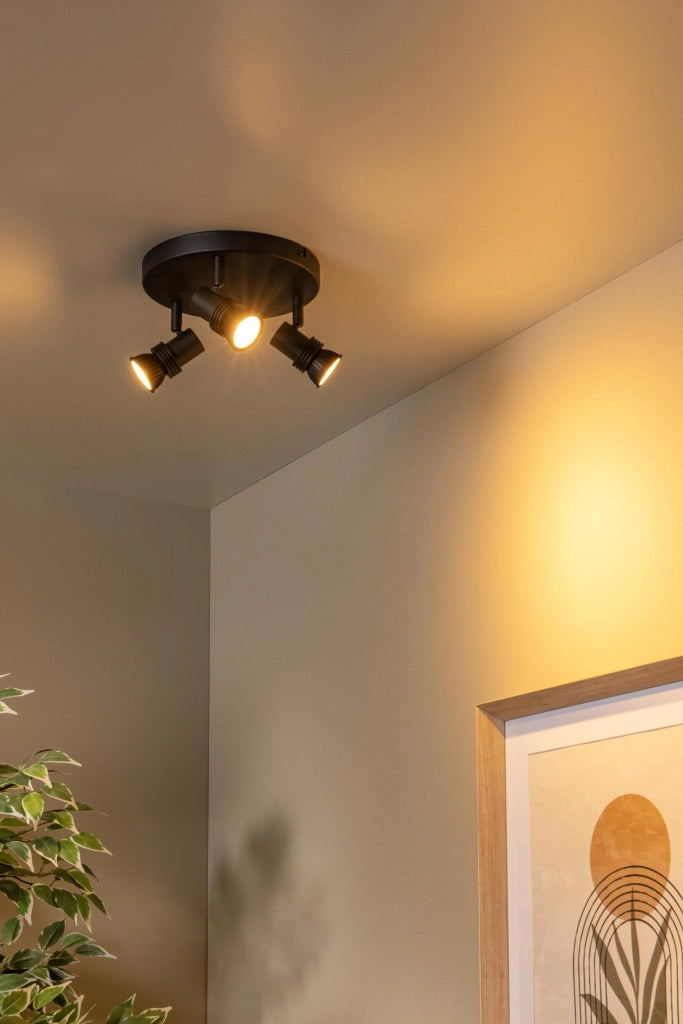 Faretto da soffitto industriale 3x GU10 nero KIANTI Lucide