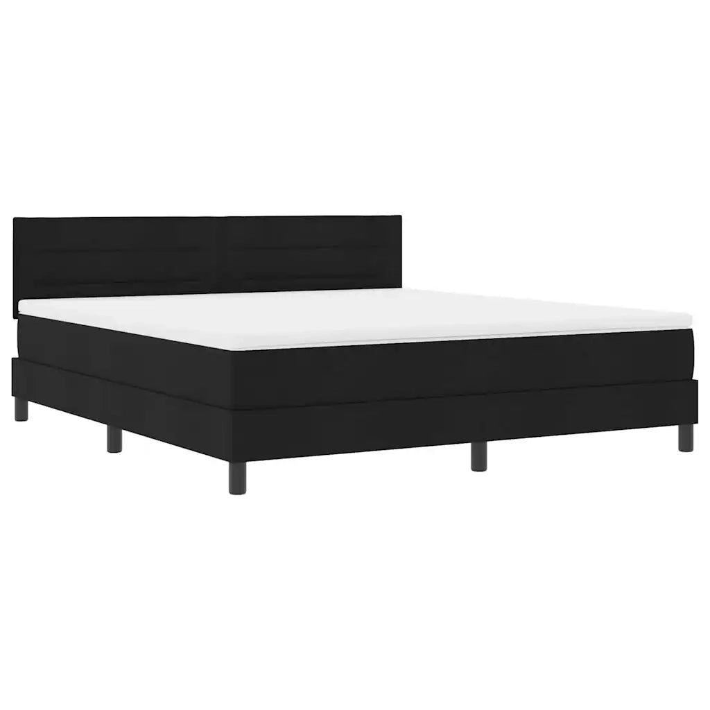 Letto a molle con materasso con led Nero 180 x 200 cm Tessuto 3342151