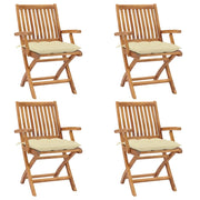 Sedie da Giardino Pieghevoli con Cuscini 4 pz Massello di Teak cod mxl 75178
