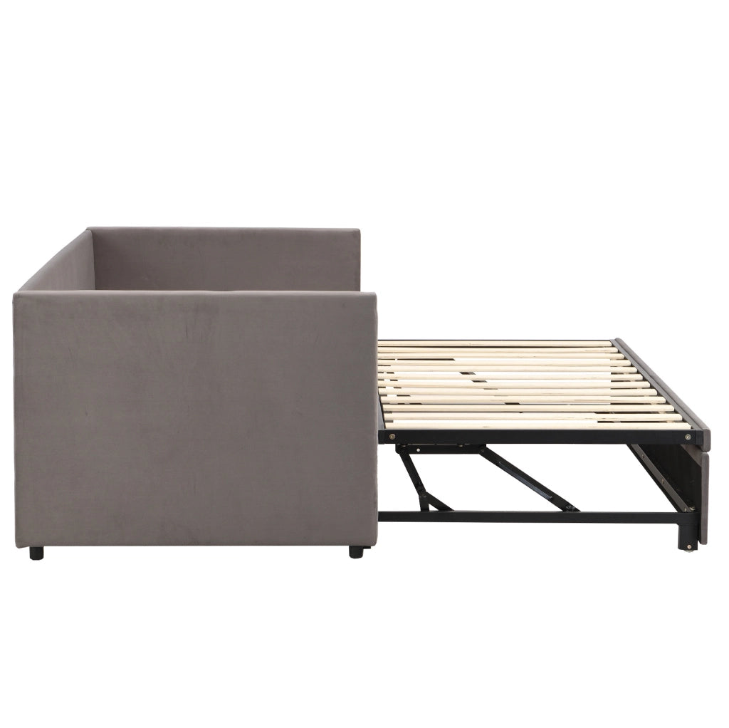Divano letto 90x200 cm; estraibile 180x200 cm; imbottito; grigio (Senza materasso)