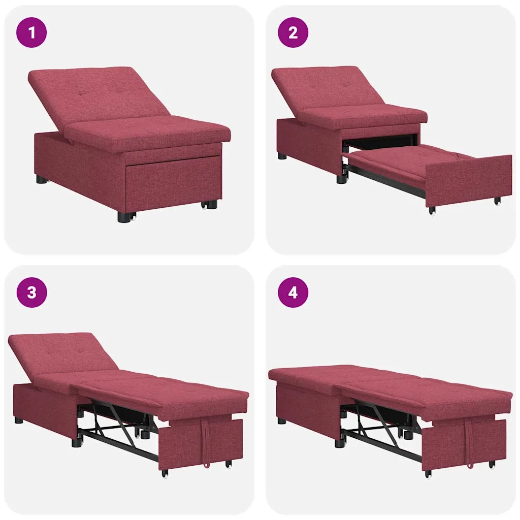 Divano Letto Estraibile Rosso Vino 194 x 50 x 82 cm Tessuto 42008585