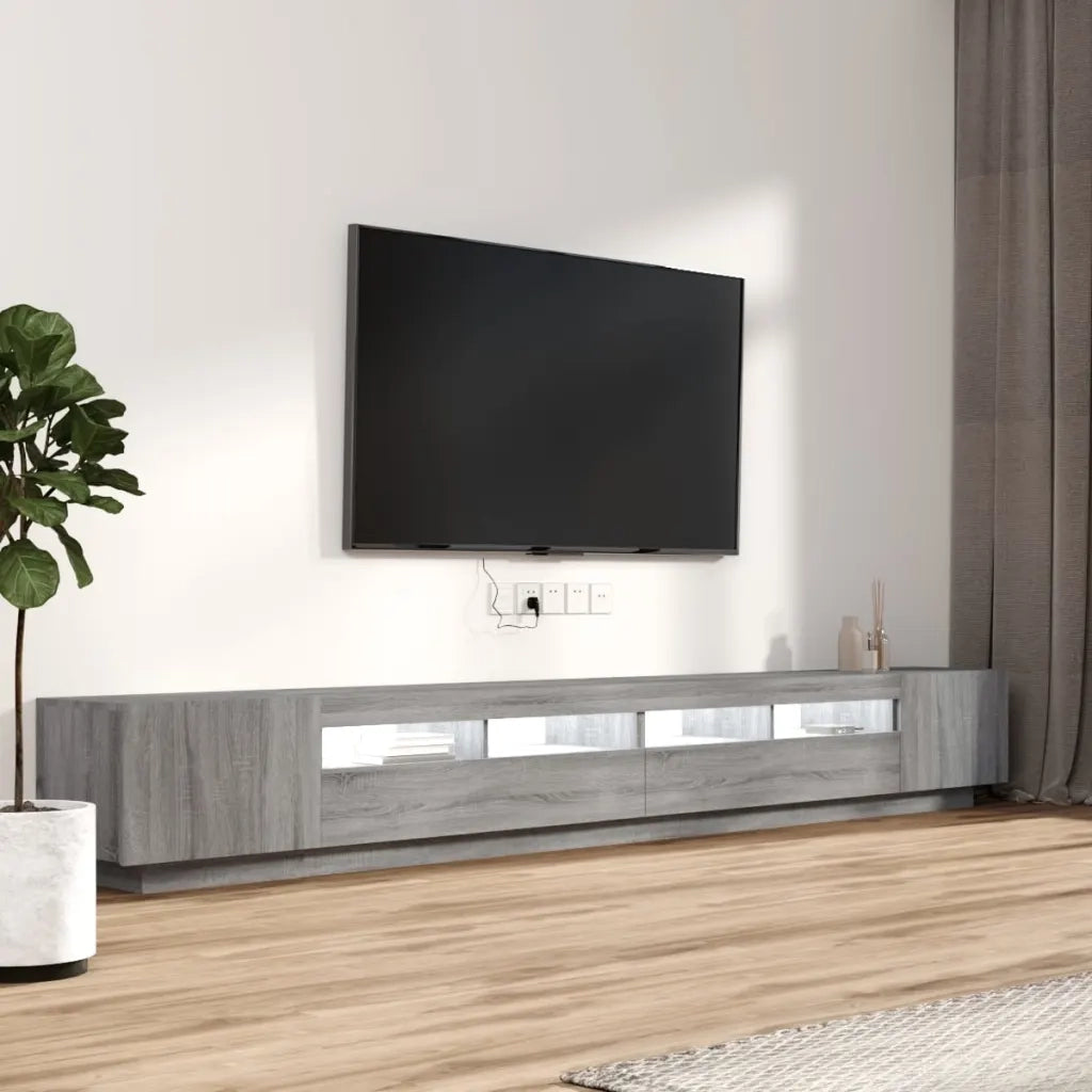 Set Mobili TV 3 pz con Luci LED Grigio Sonoma Legno Multistrato 3120177
