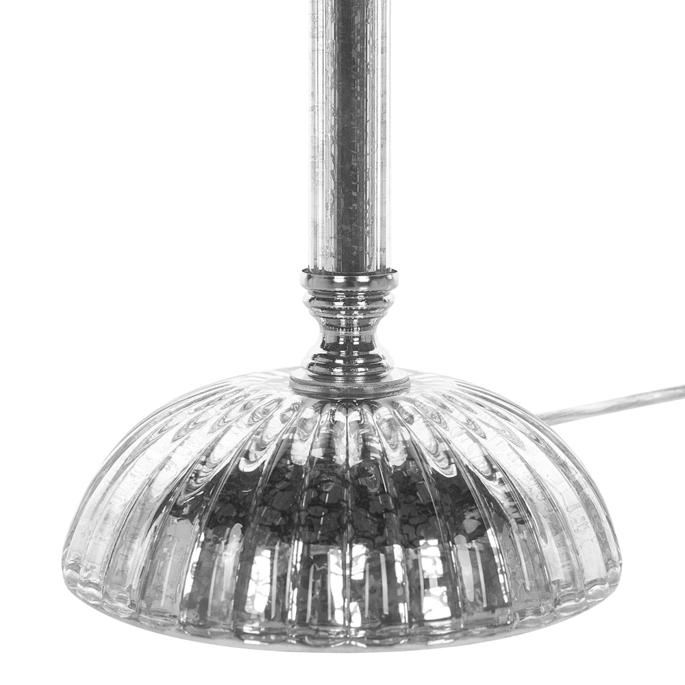 Lampada da tavolo Base in metallo argento Paralume impero Nero Paralume in vetro