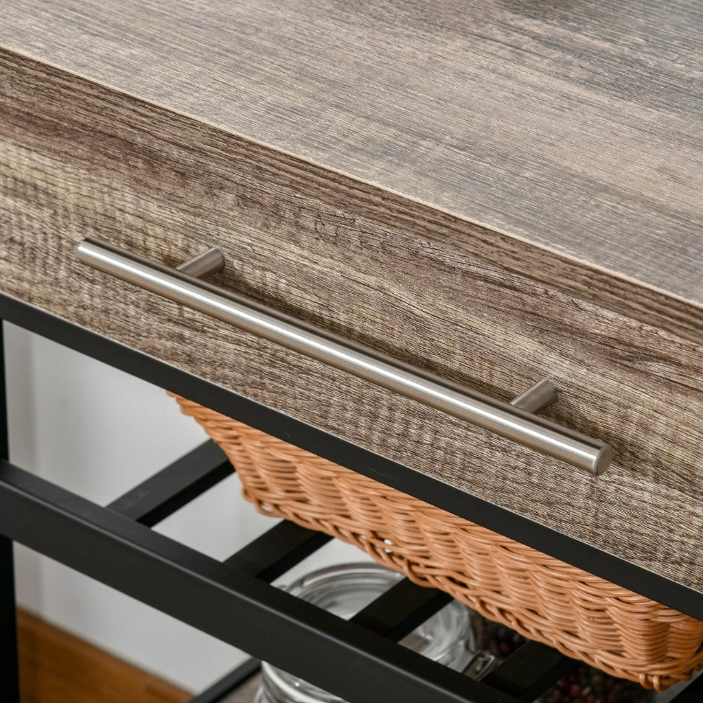 Easycomfort Carrello da Cucina Portavivande con 3 Cassetti e Mensola, Mobiletto Multiuso in Legno Truciolare, 60x50x84.5cm, Quercia