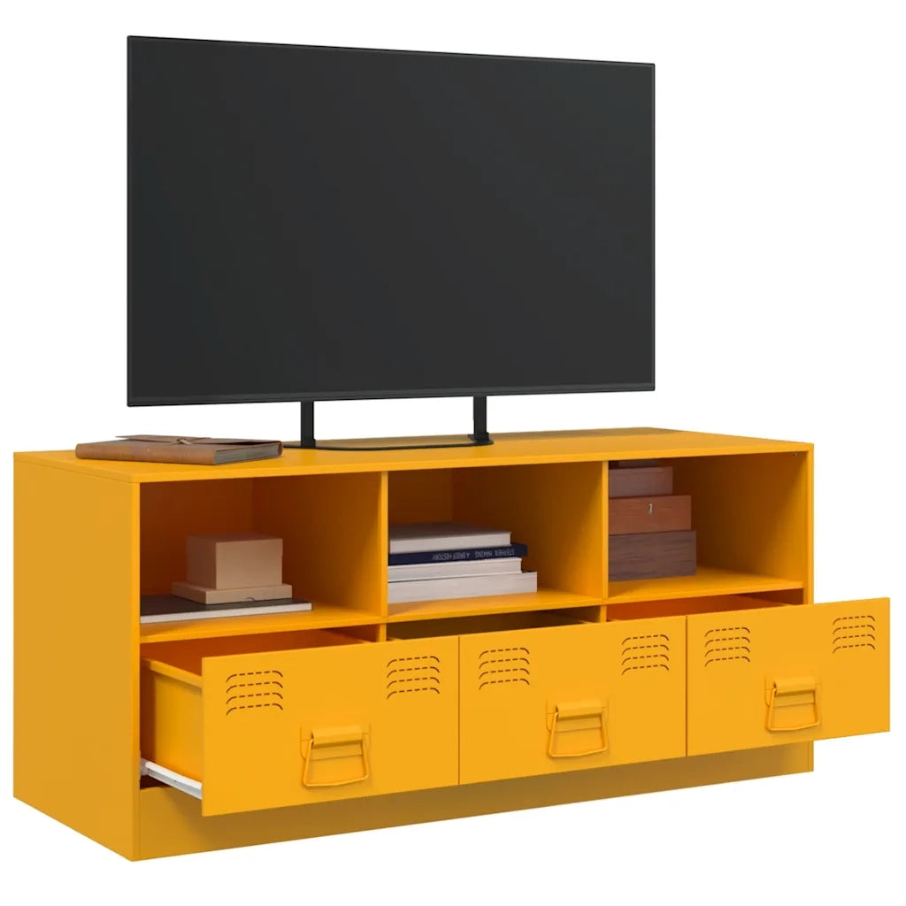 Mobile Porta TV Giallo Senape 99x39x44 cm in Acciaio 841736