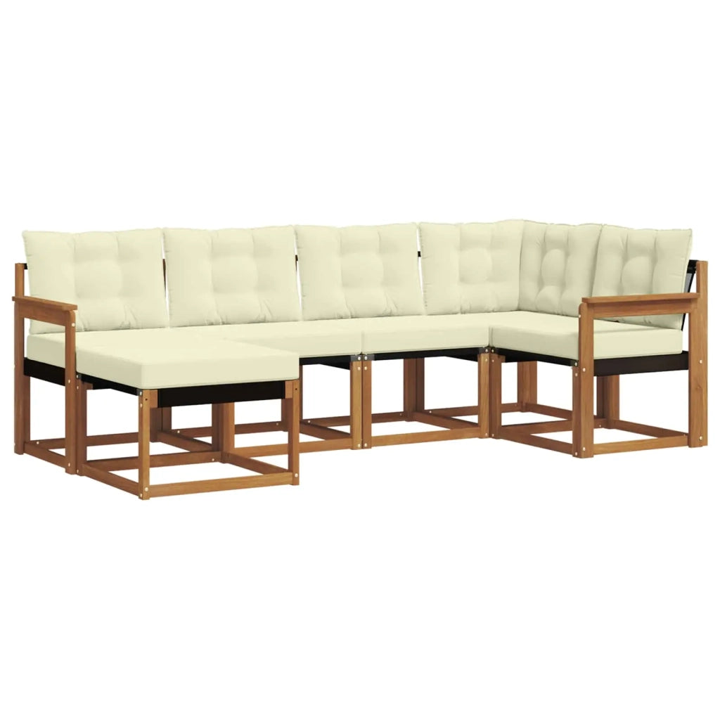 Set di divani da esterno con cuscino 6 pcs Naturale e Crema