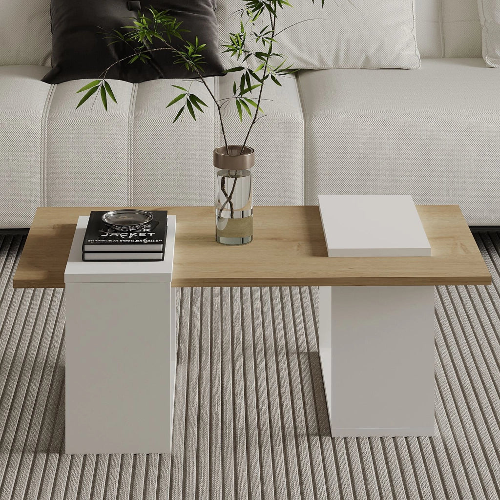 Tavolino in legno "Matris" - 90 x 46 x 37 cm - Bianco