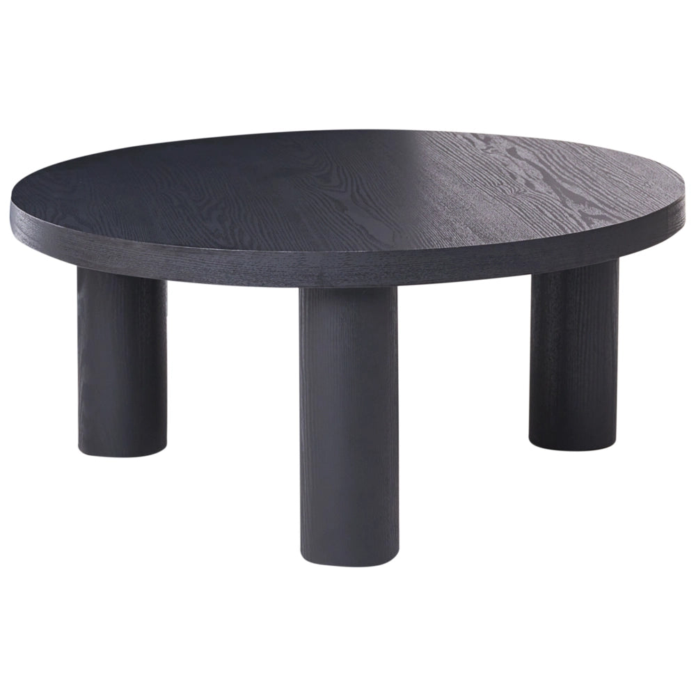 Tavolino da caffè in truciolare nero con piano rotondo liscio ø 80 cm Design scandinavo moderno Soggiorno