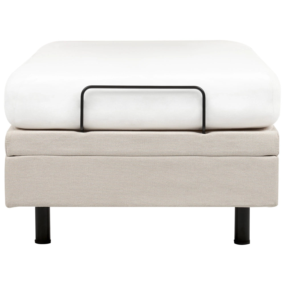 Letto elettrico matrimoniale tessuto beige chiaro regolabile con telecomando senza testiera 90x200 cm stile moderno