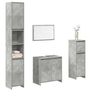 vidaXL Set Mobili da Bagno 4 pz Grigio Cemento in Legno Multistrato