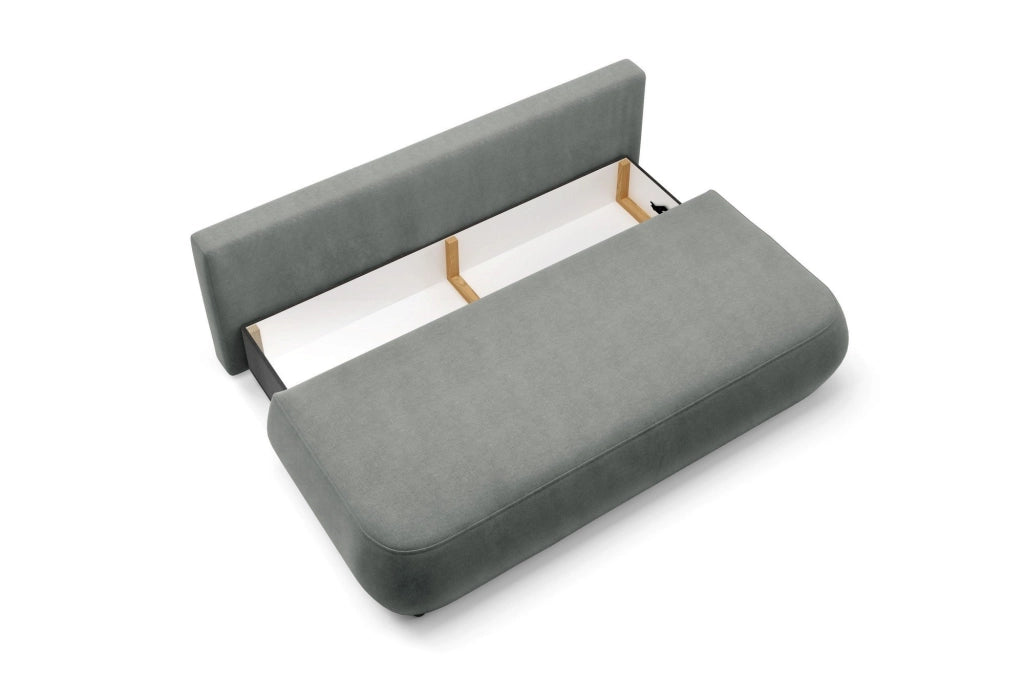Brugnato, Divano Letto 2 Posti Contenitore, 210x106 cm Grigio