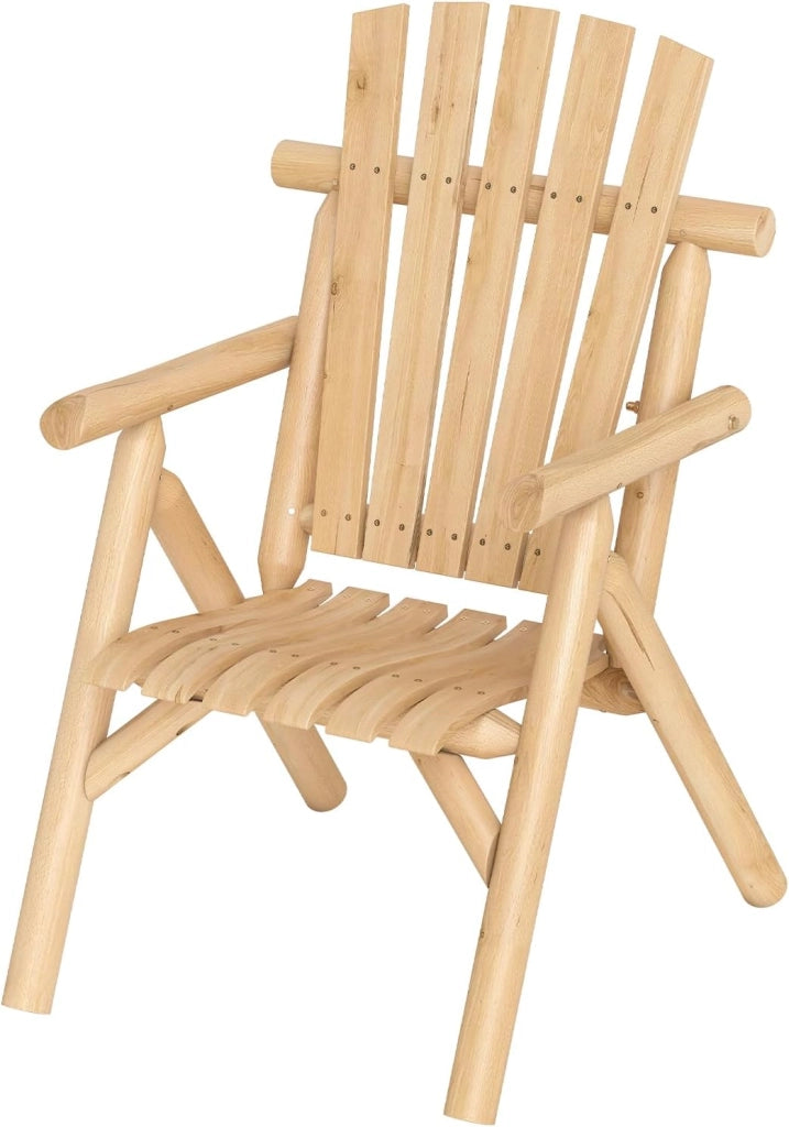 Sedia da Giardino Singola, Poltrona da Esterno in Legno con Braccioli, Schienale Alto, Portata 150 kg, Panca da Giardino Adirondack per Terrazza e Cortile, 67 x 81 x 107 cm (Marrone)