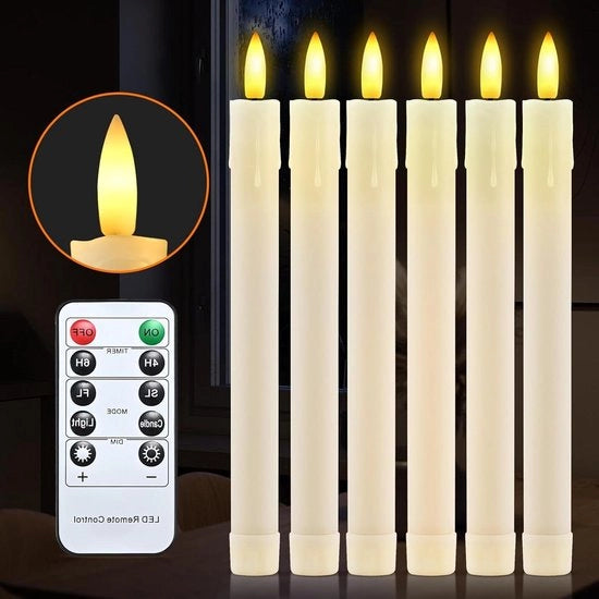 Candele LED con Fiamma Vibrante Timer Batteria Candele Elettriche - Decorazione di Natale Salotto Compleanno Decorazione da Tavola